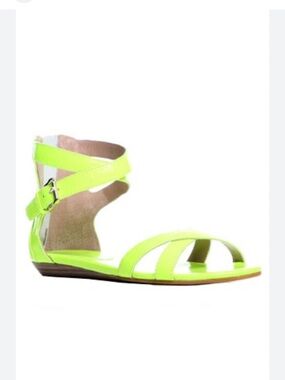 Neon leather zip up sandals